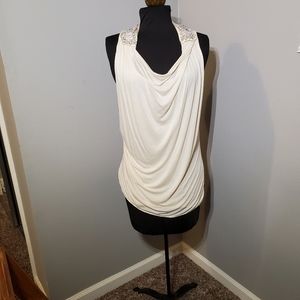 Leifnotes creme beaded top size small